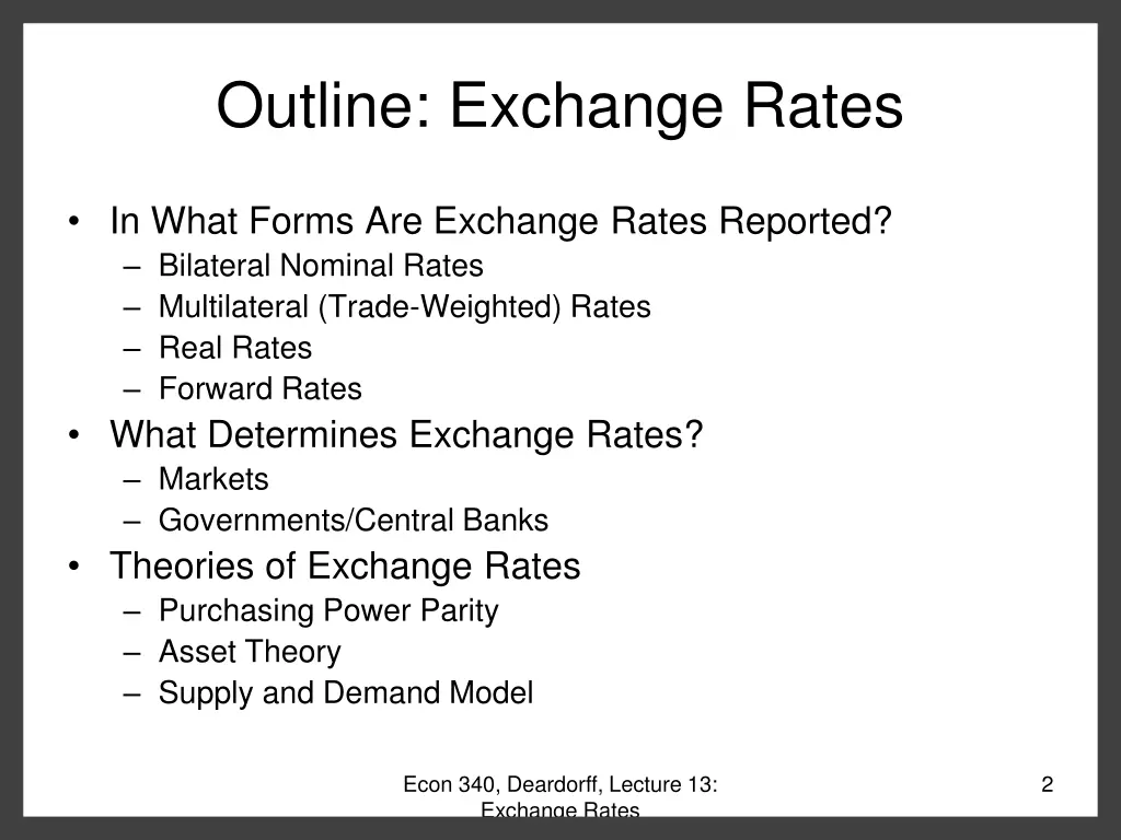 outline exchange rates