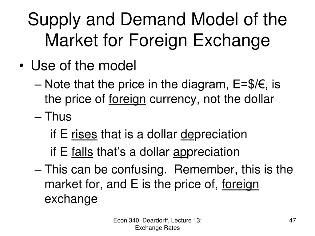 supply and demand model of the market for foreign 8