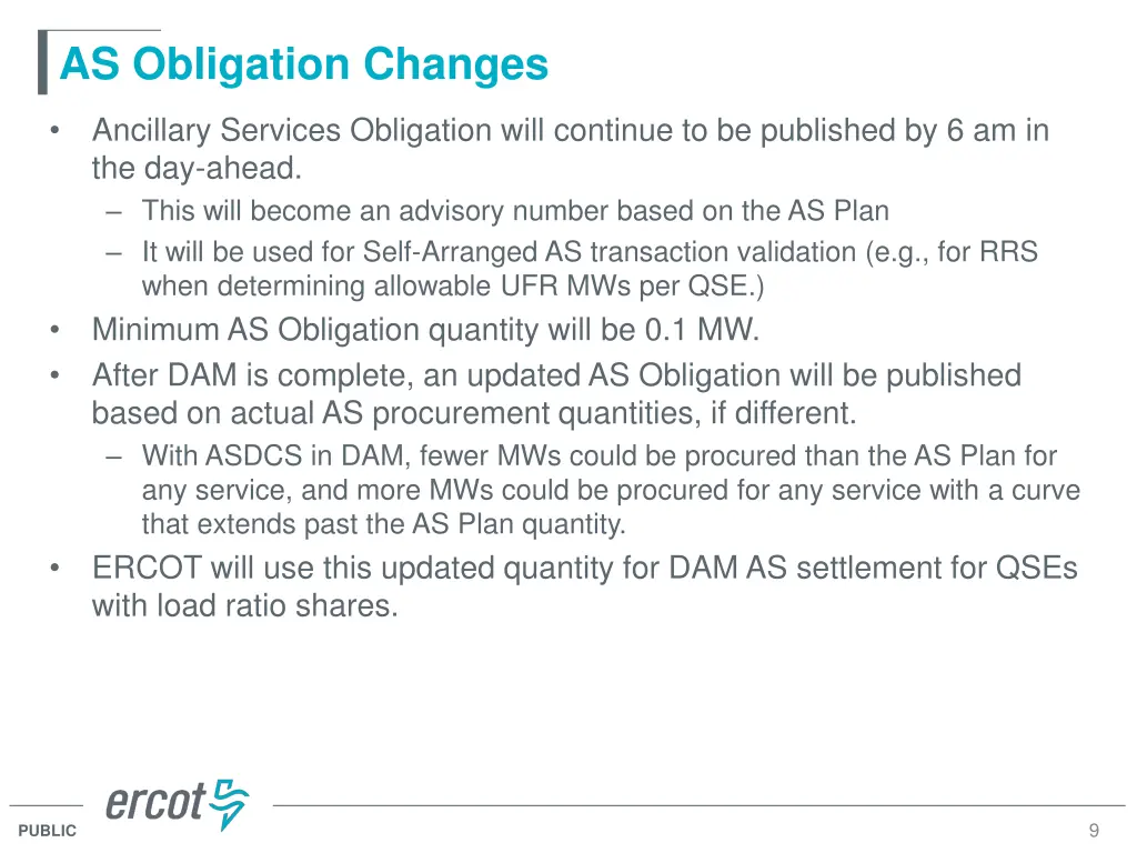 as obligation changes