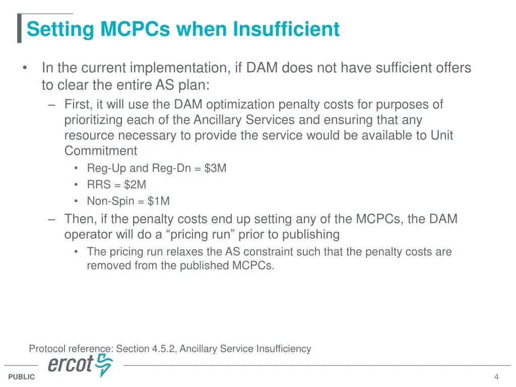 setting mcpcs when insufficient
