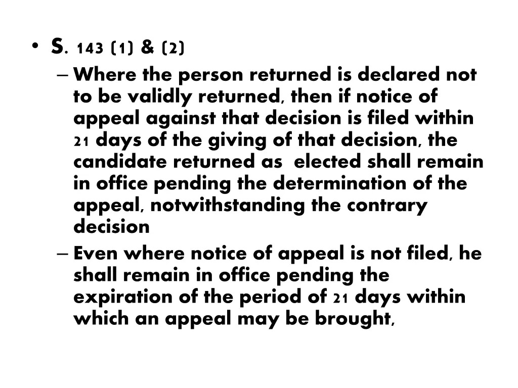 s 143 1 2 where the person returned is declared