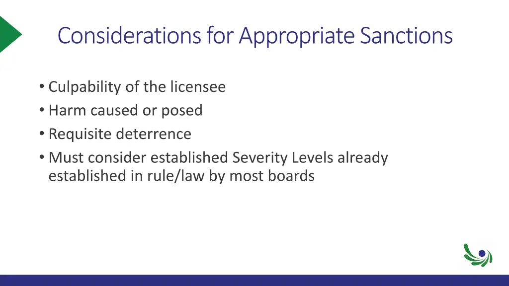 considerations for appropriate sanctions