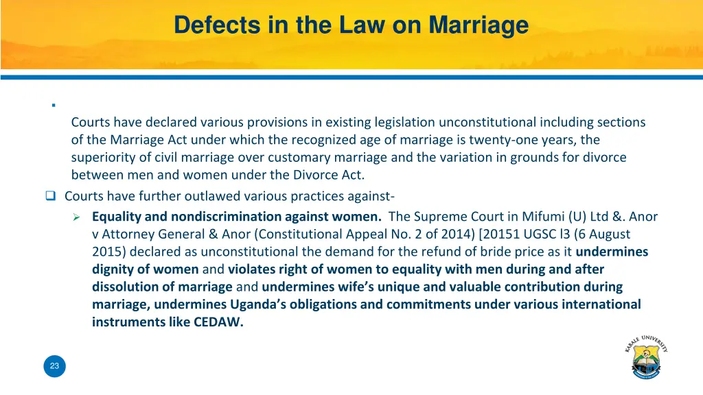 defects in the law on marriage