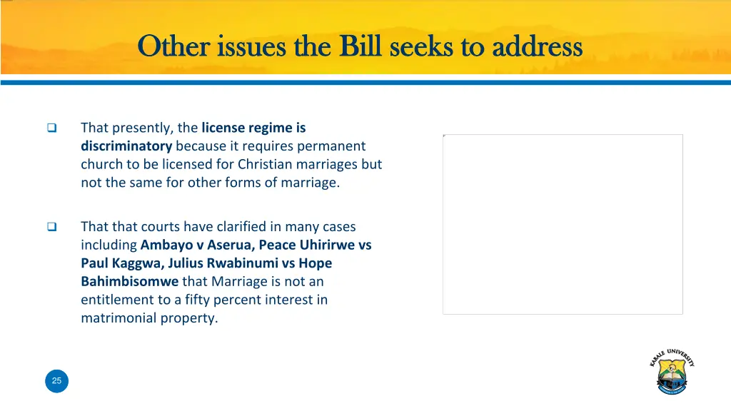 other issues the bill seeks to address other