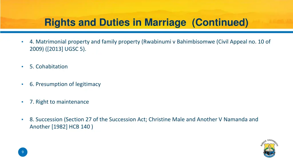 rights and duties in marriage continued