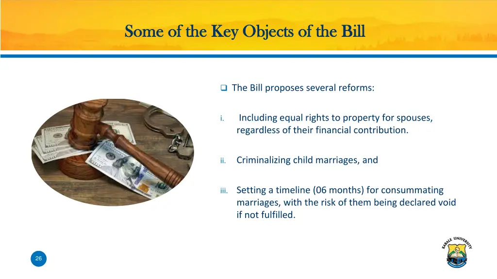 some of the key objects of the bill some