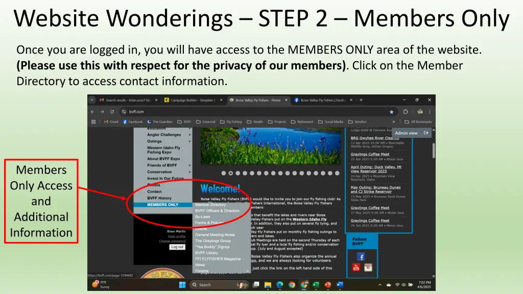 website wonderings step 2 members only