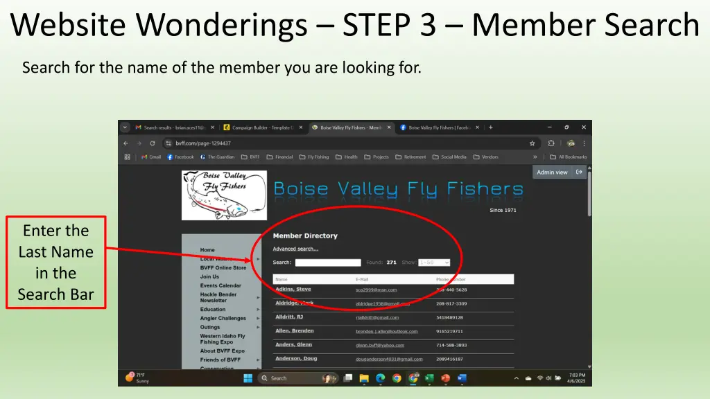 website wonderings step 3 member search