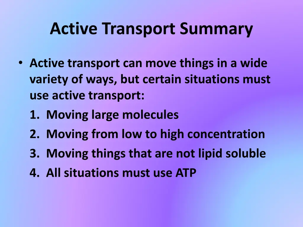 active transport summary