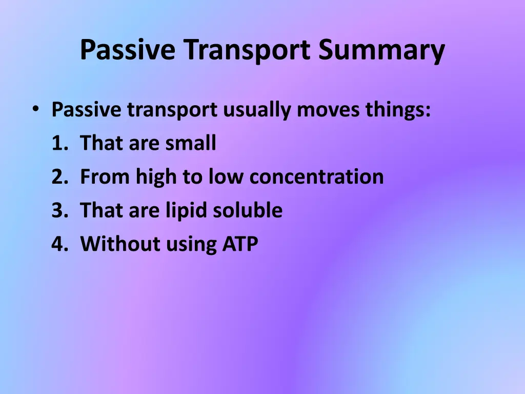 passive transport summary