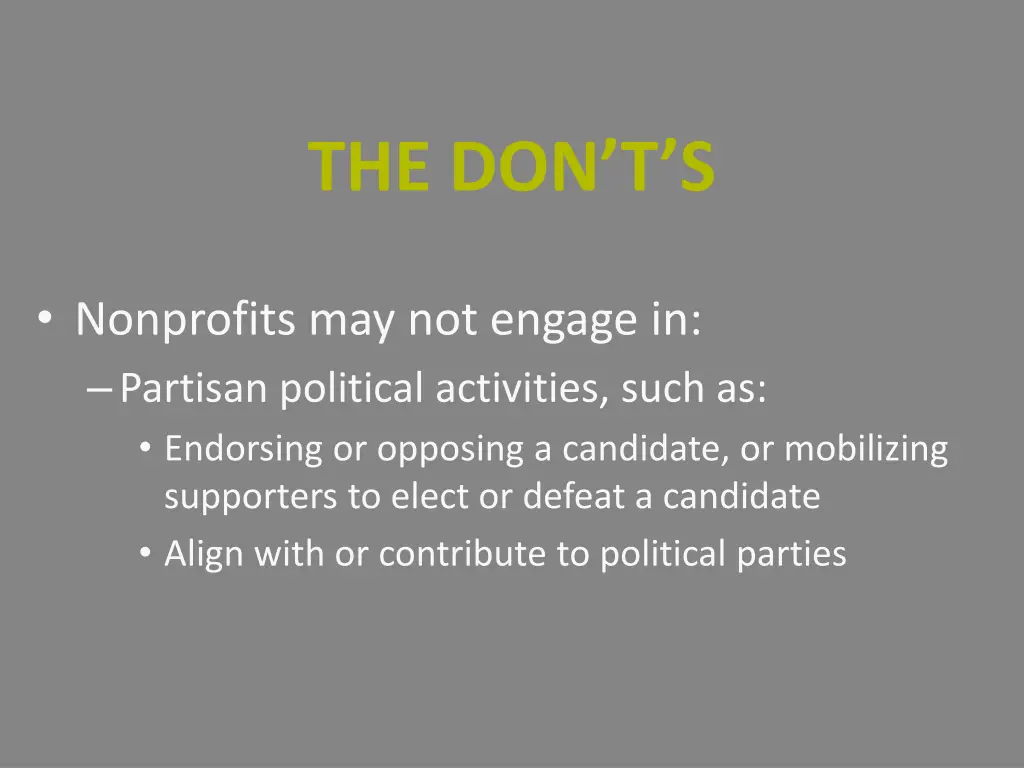 the don t s