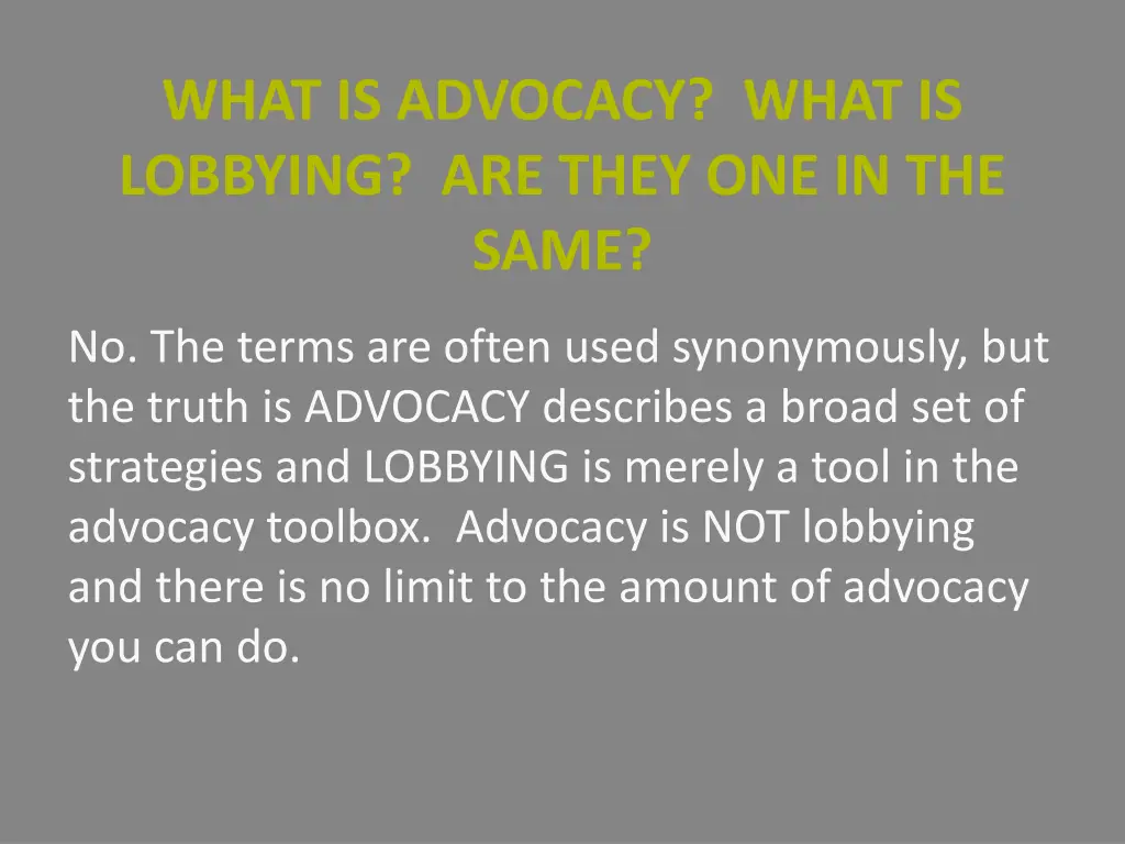 what is advocacy what is lobbying are they