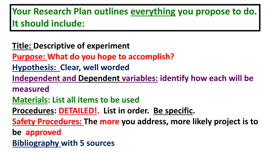 your research plan outlines everything