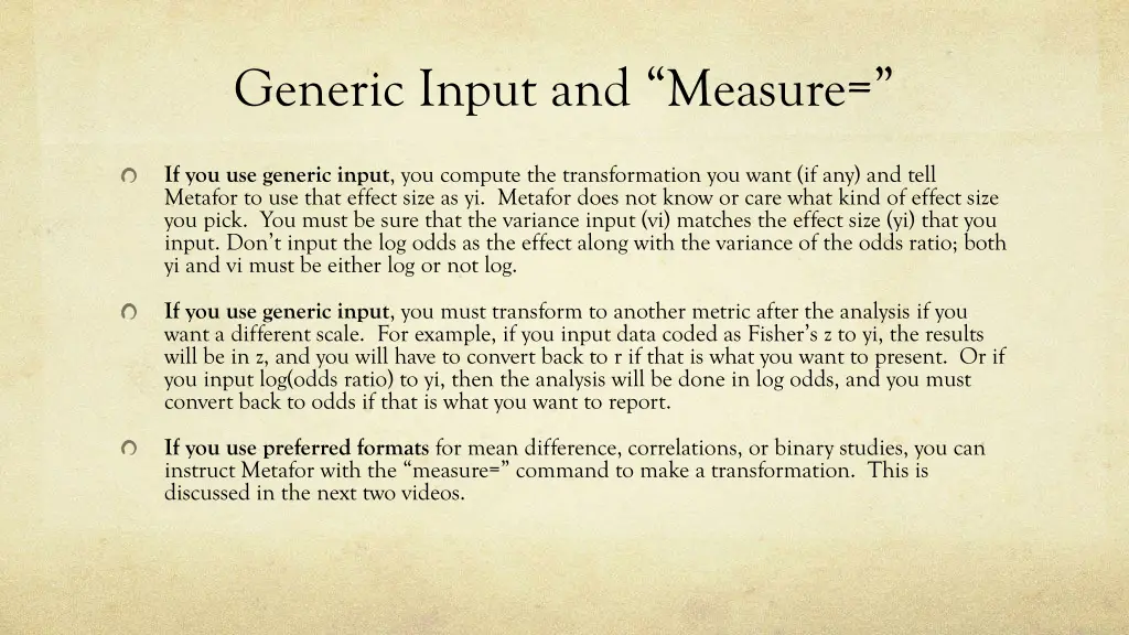 generic input and measure