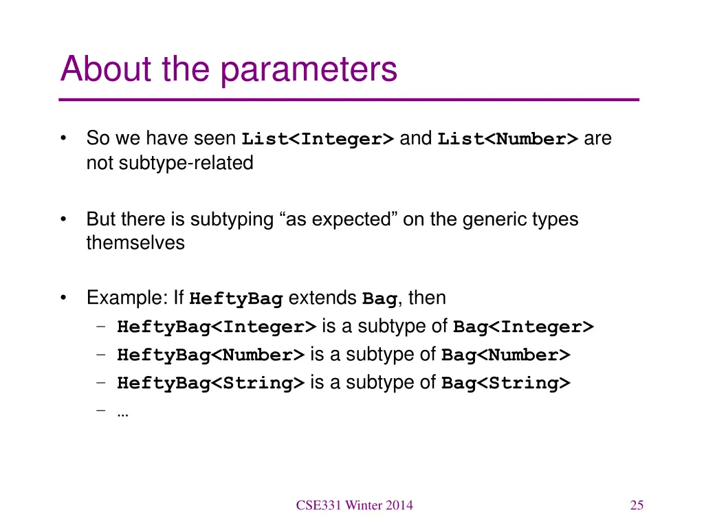 about the parameters