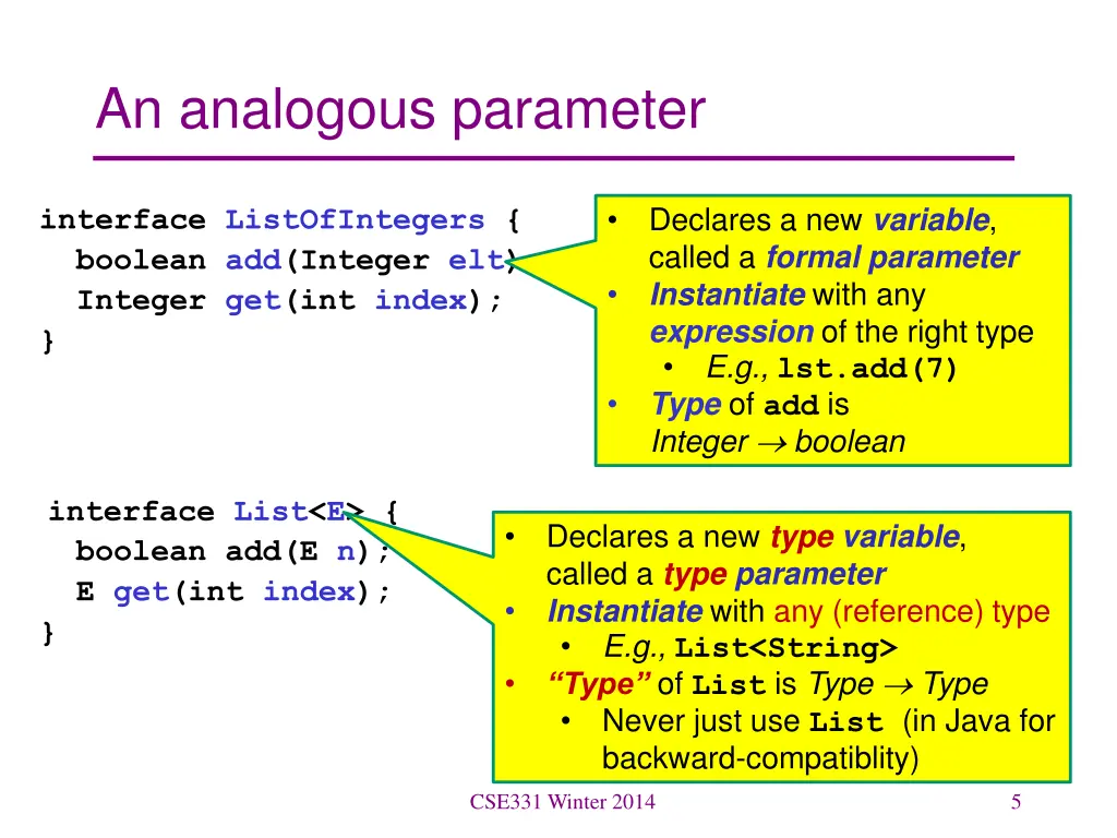 an analogous parameter
