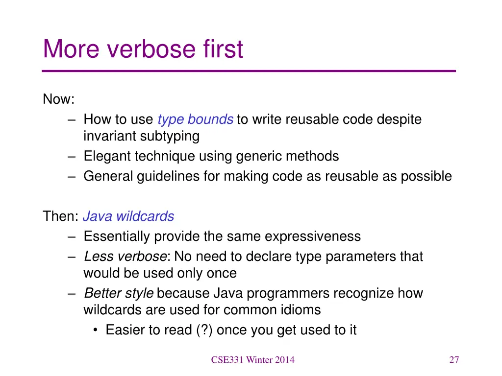 more verbose first