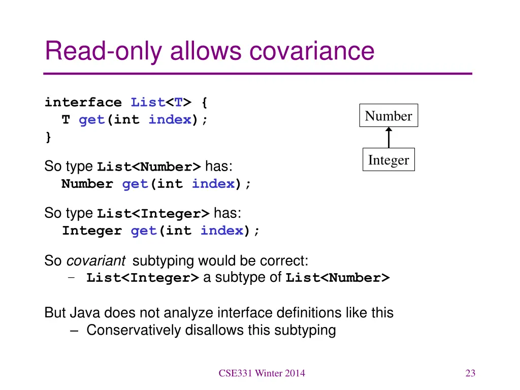 read only allows covariance