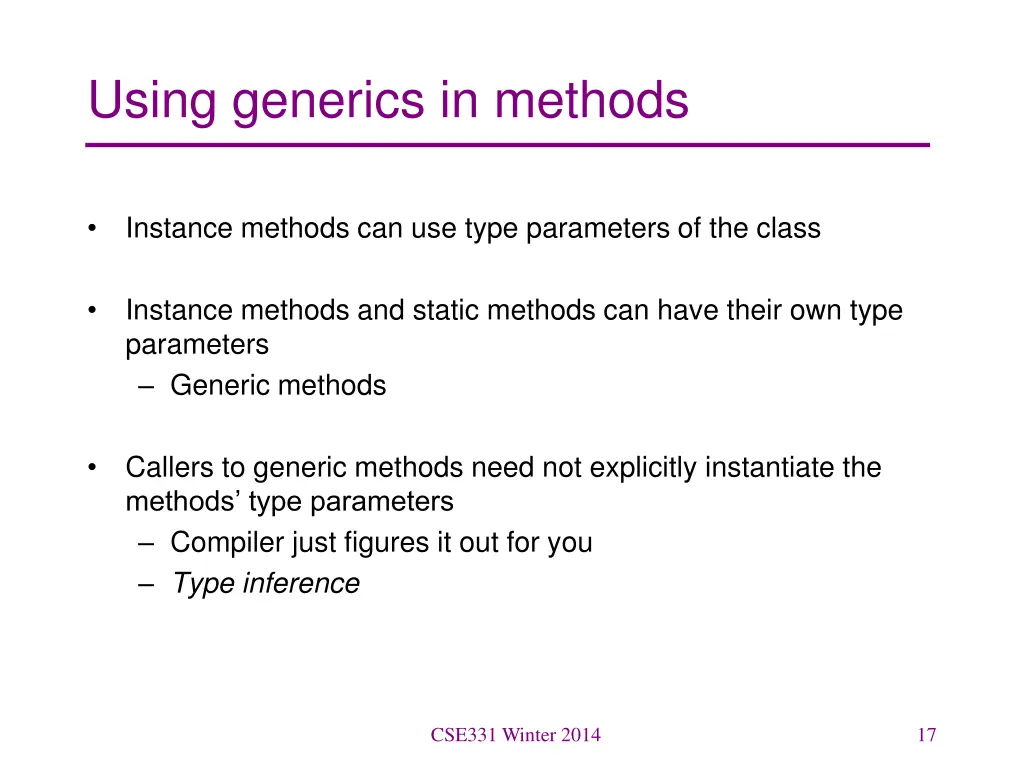 using generics in methods