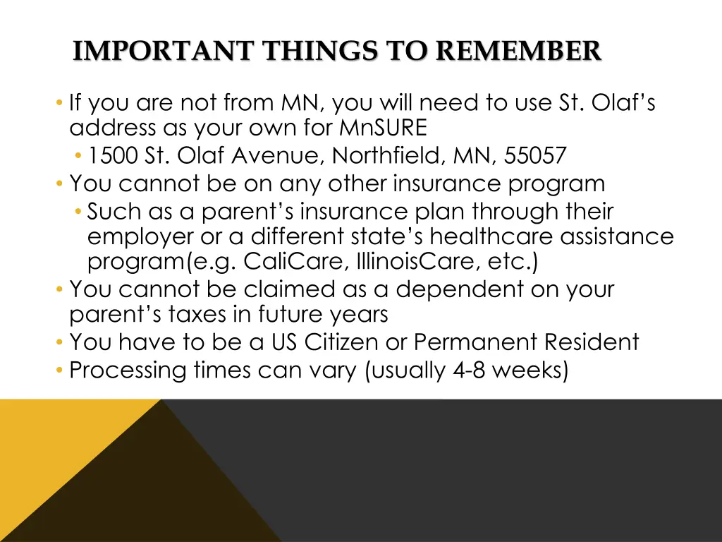 important things to remember