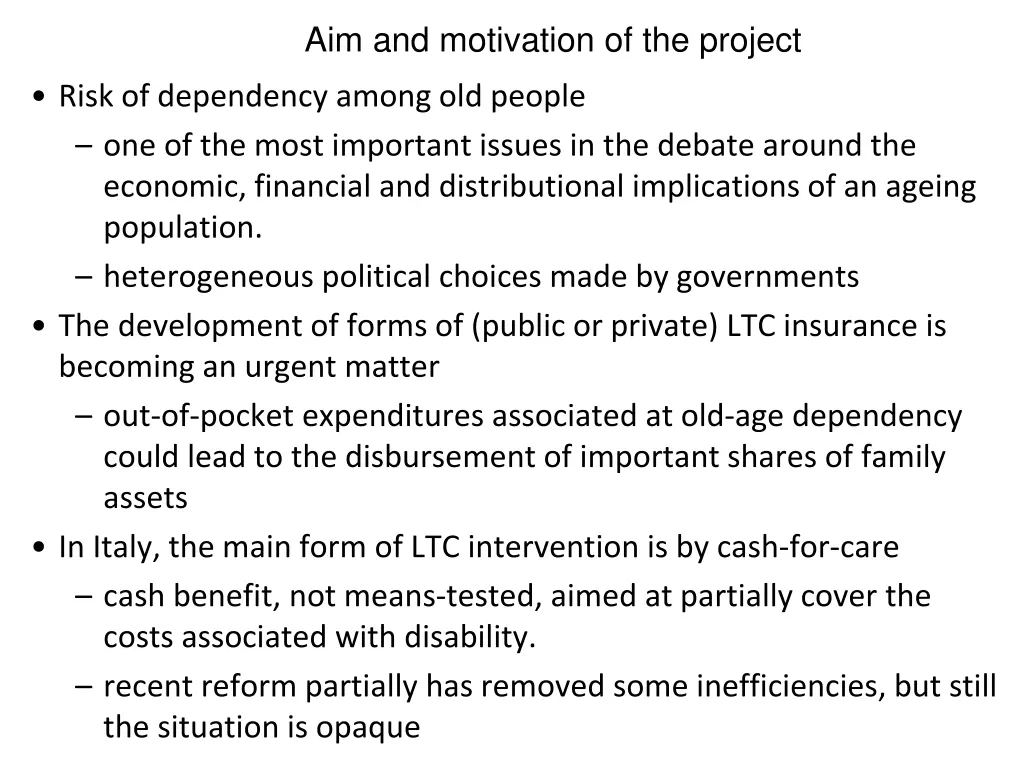 aim and motivation of the project