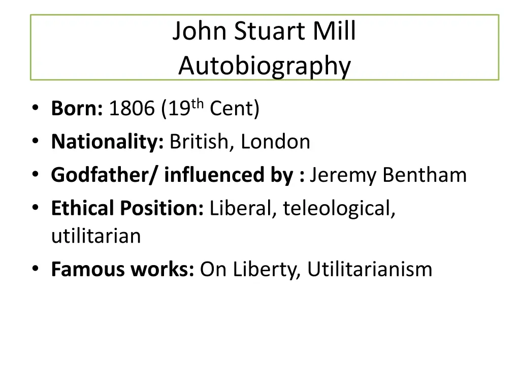 john stuart mill autobiography