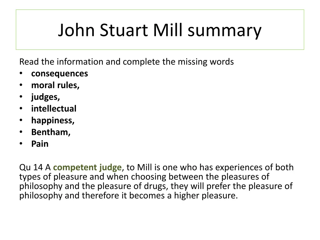 john stuart mill summary