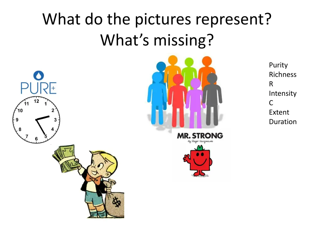 what do the pictures represent what s missing
