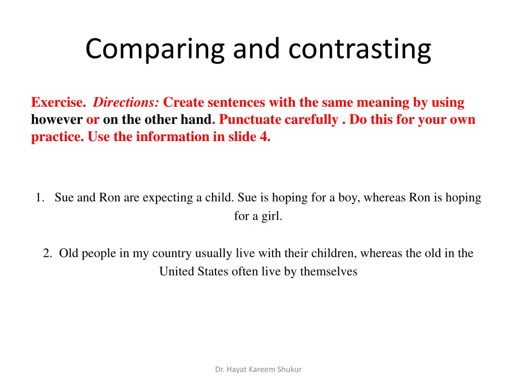 comparing and contrasting