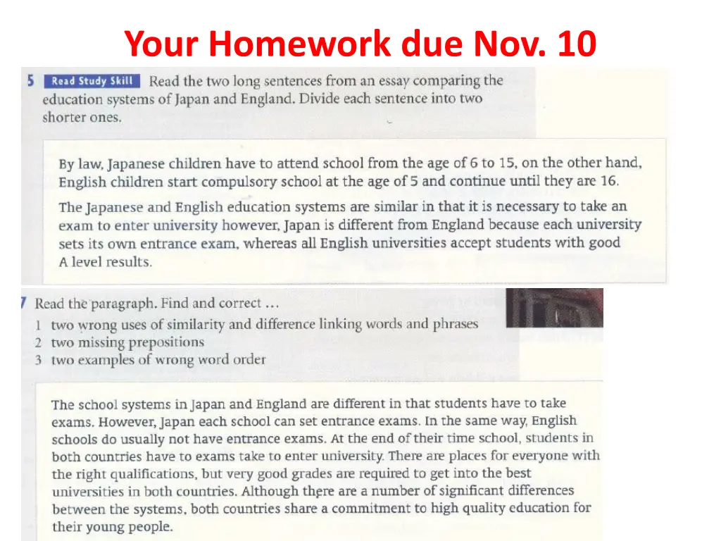 your homework due nov 10 1