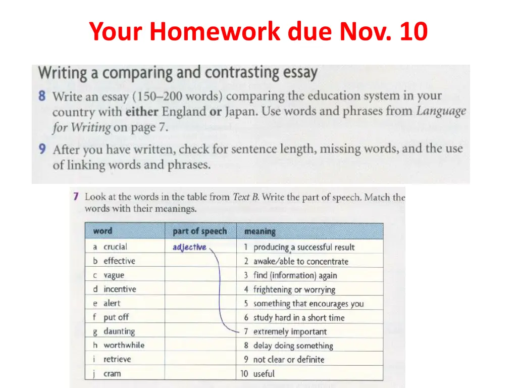 your homework due nov 10