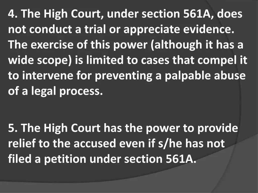 4 the high court under section 561a does