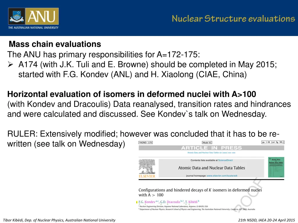 mass chain evaluations the anu has primary