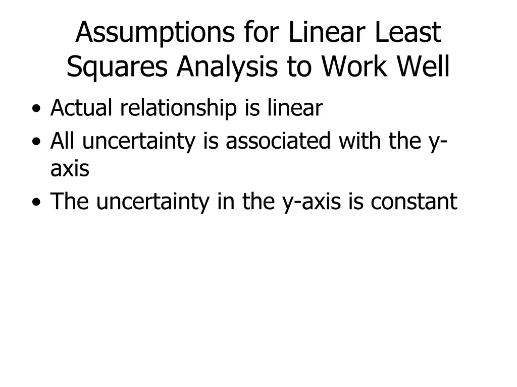 assumptions for linear least squares analysis