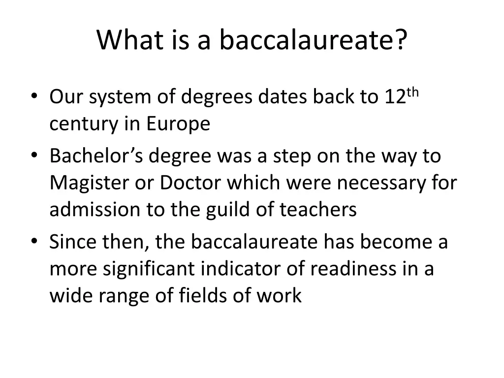 what is a baccalaureate