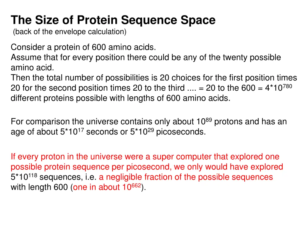 the size of protein sequence space back