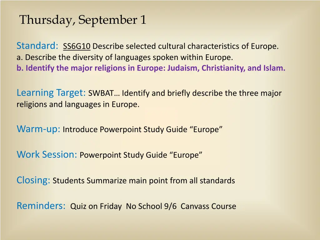 thursday september 1