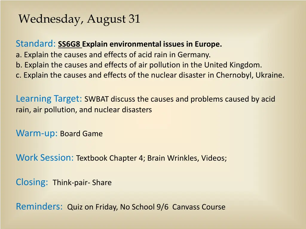 wednesday august 31