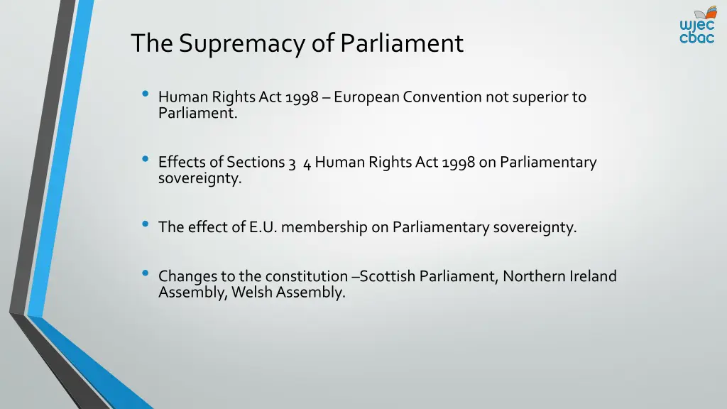 the supremacy of parliament 1