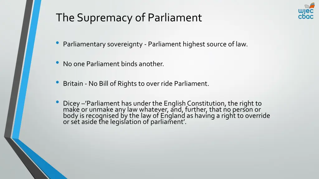 the supremacy of parliament
