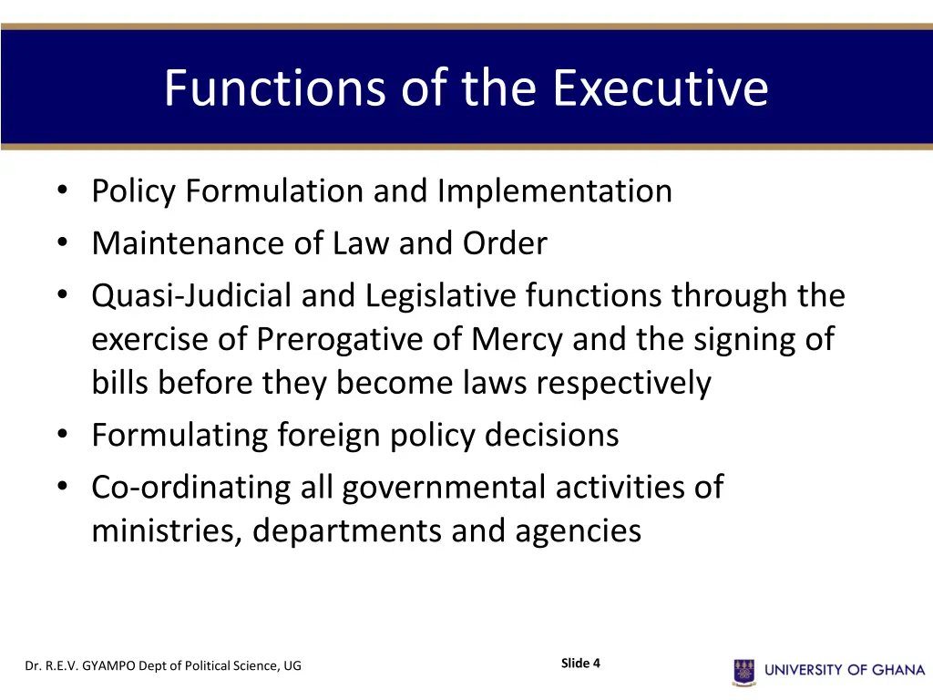 functions of the executive