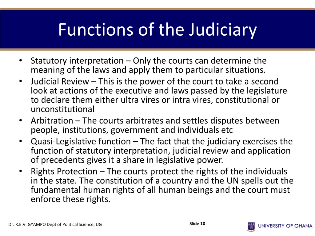 functions of the judiciary