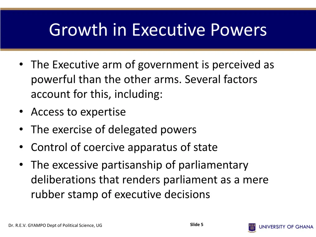 growth in executive powers