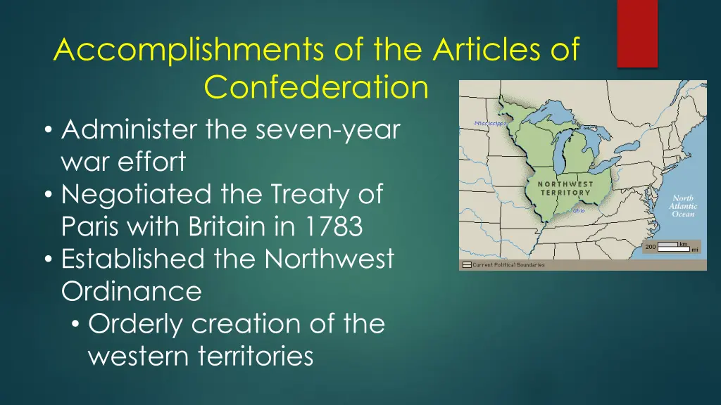 accomplishments of the articles of confederation