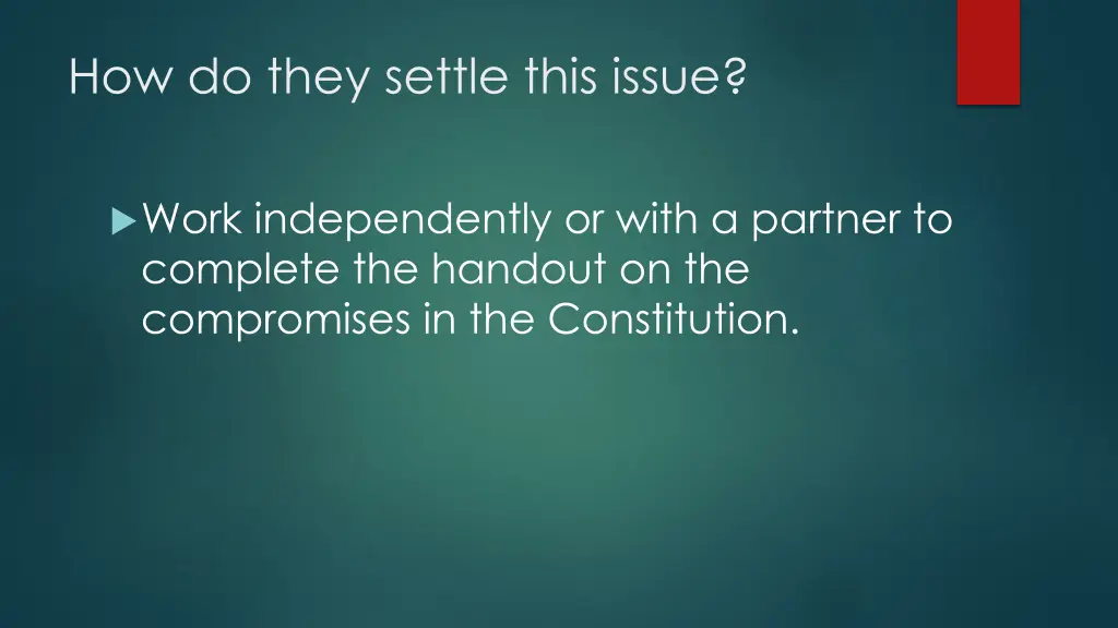 how do they settle this issue