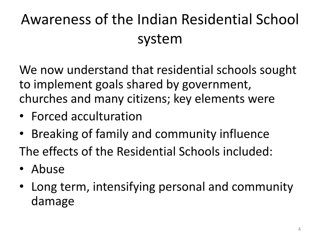 awareness of the indian residential school system