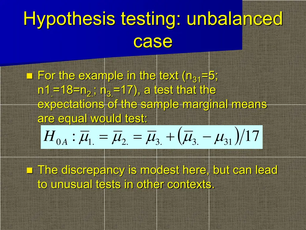 hypothesis testing unbalanced case