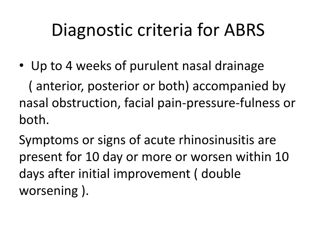 diagnostic criteria for abrs