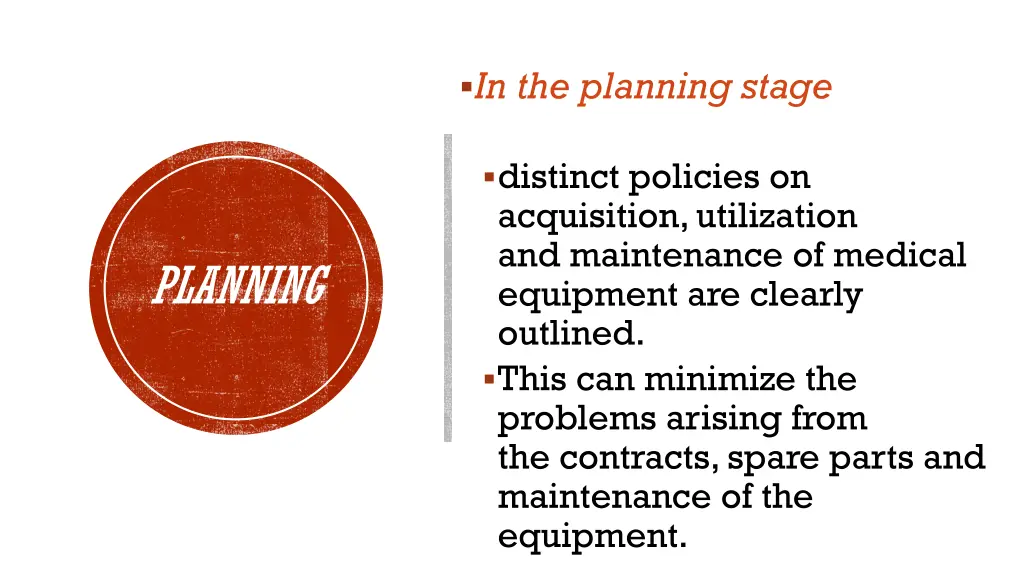in the planning stage