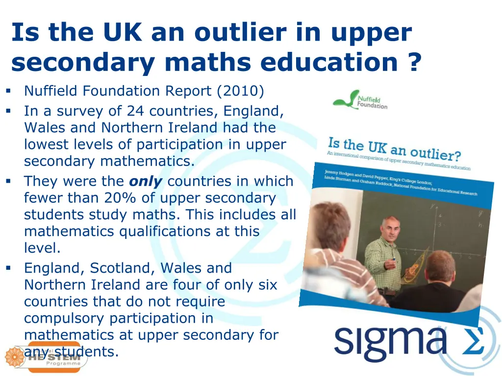 is the uk an outlier in upper secondary maths